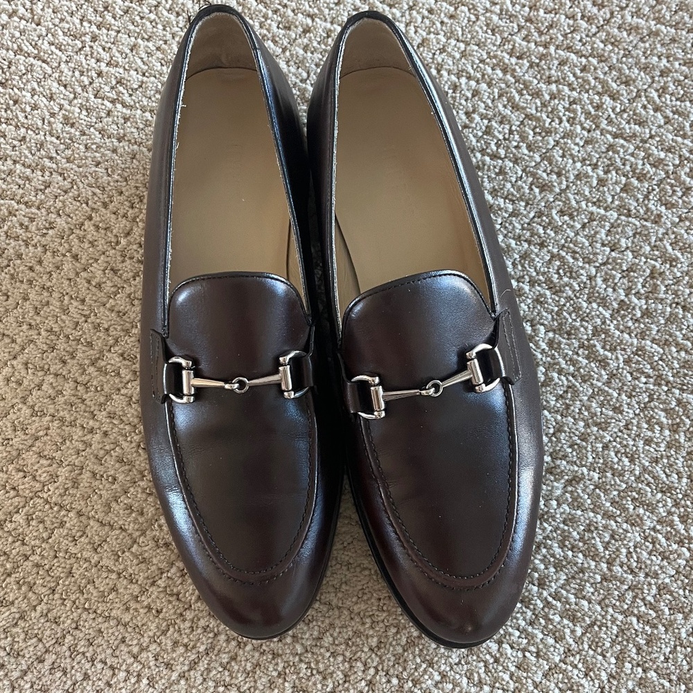 Dark brown "horse bit" loafers size 9
